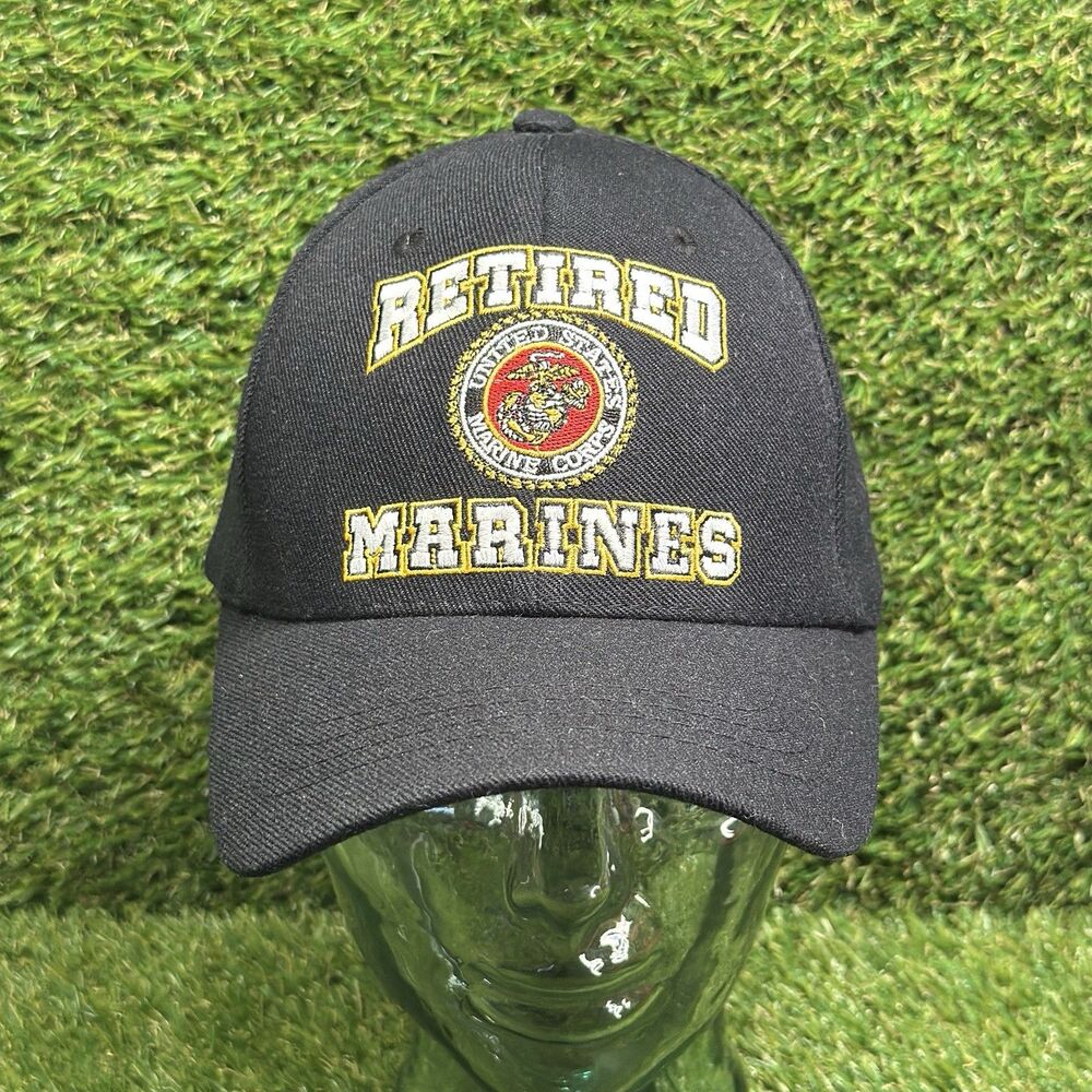 Retired Marines Black Hat Cap USMC US Military Rapid Dominance USA